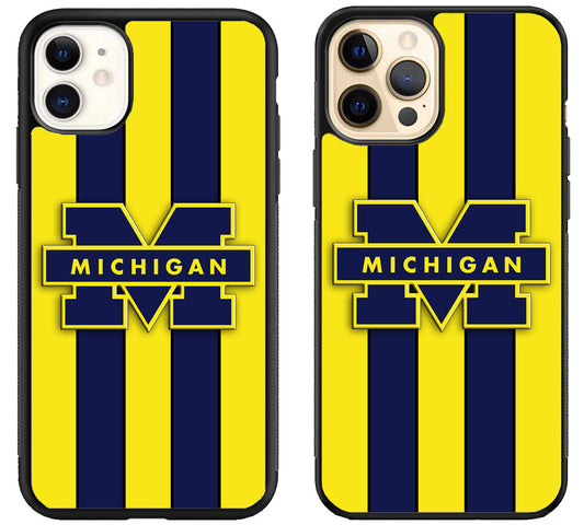 Michigan Wolverines Logo Striped iPhone 12 | 12 Mini | 12 Pro | 12 Pro Max Case