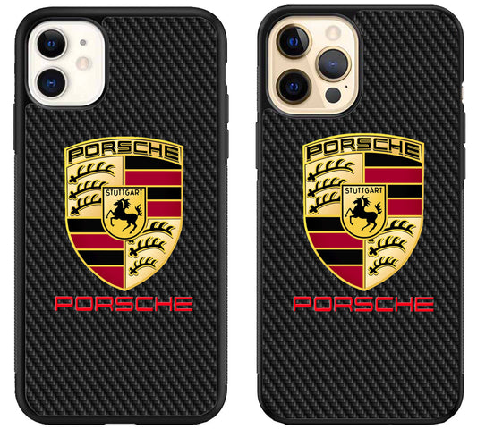 Porsche Carbon Logo iPhone 12 | 12 Mini | 12 Pro | 12 Pro Max Case