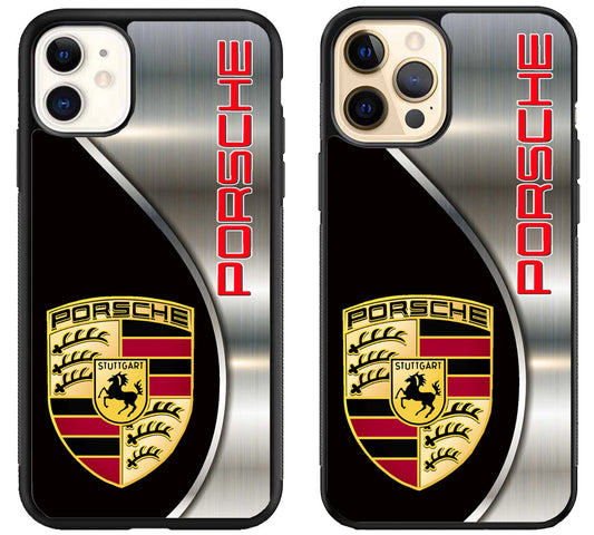 Porsche Logo Metallic iPhone 12 | 12 Mini | 12 Pro | 12 Pro Max Case