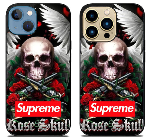 Rose & Skull iPhone 14 | 14 Plus | 14 Pro | 14 Pro Max Case