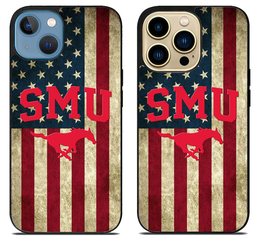SMU Mustangs Flag Logo iPhone 14 | 14 Plus | 14 Pro | 14 Pro Max Case