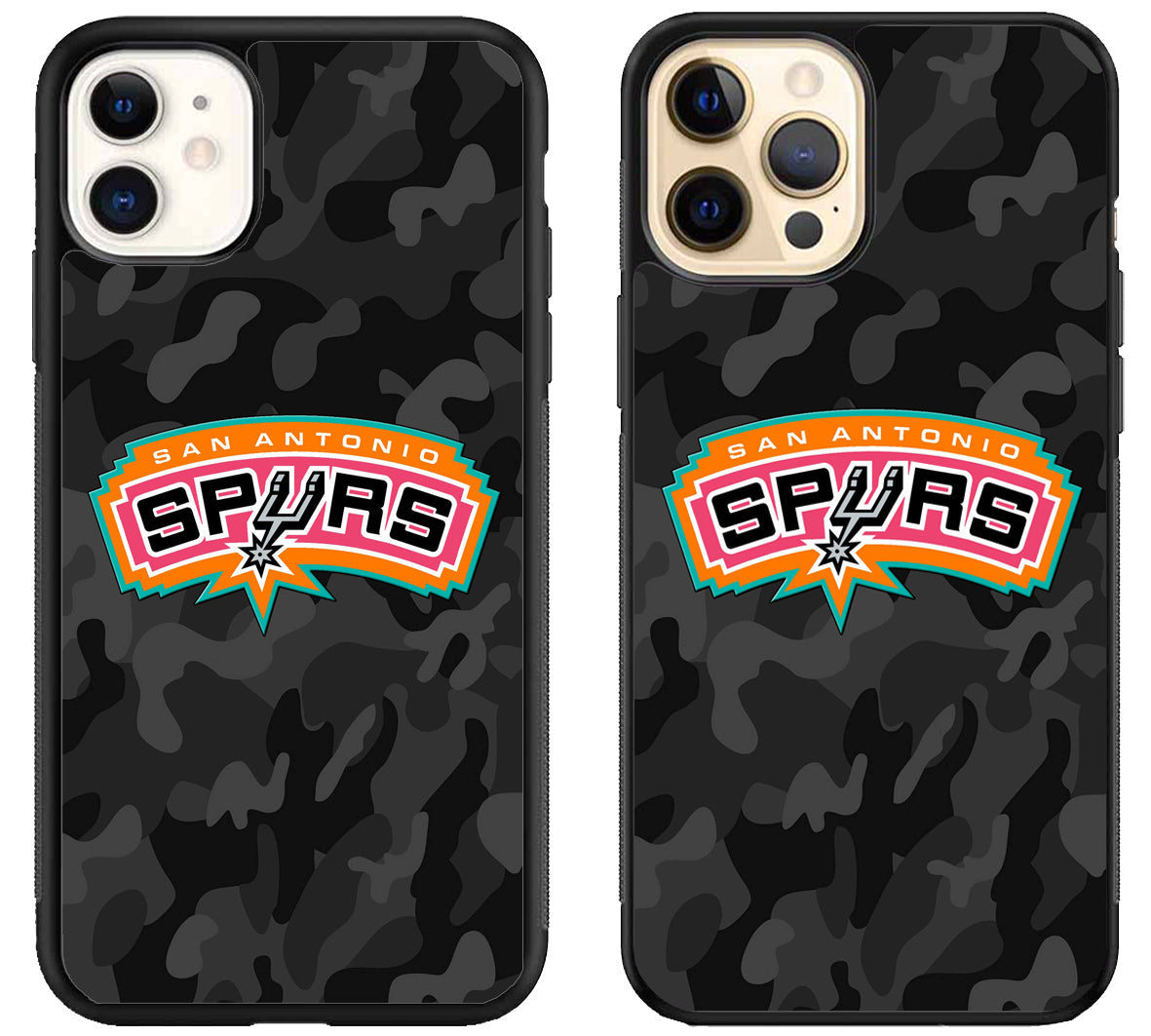 San Antonio Spurs Black Camo iPhone 12 | 12 Mini | 12 Pro | 12 Pro Max Case