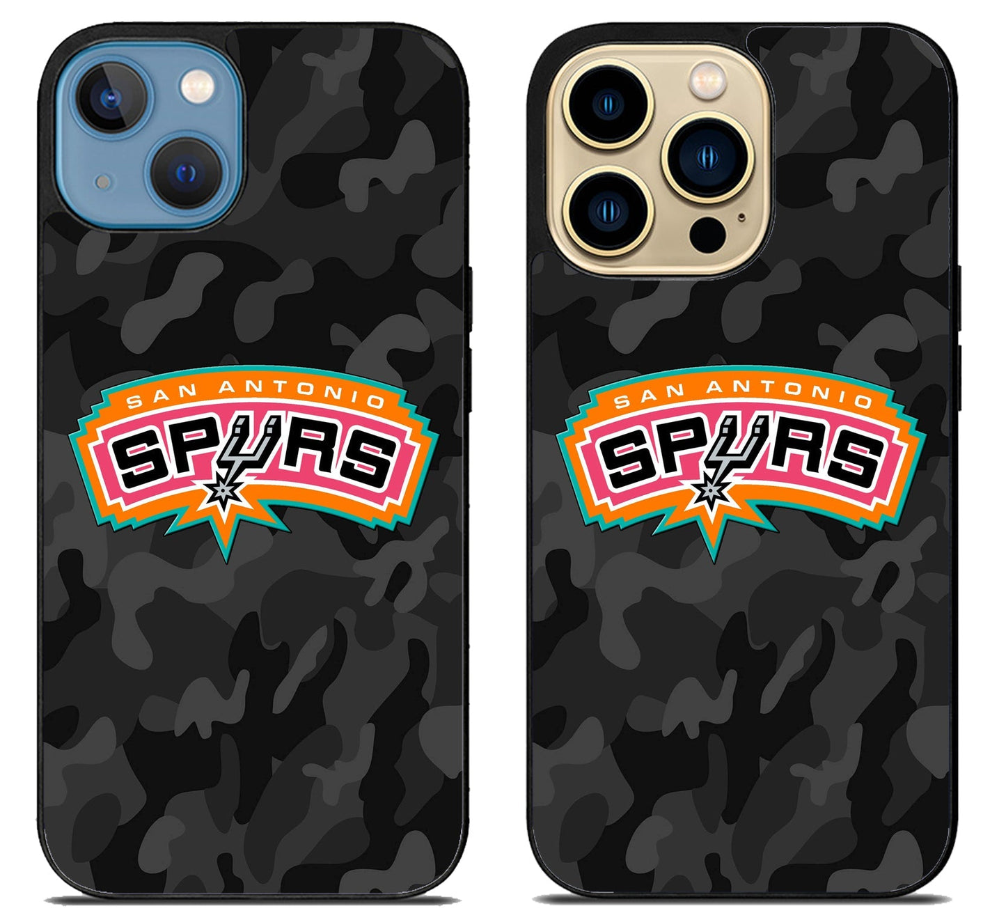 San Antonio Spurs Black Camo iPhone 14 | 14 Plus | 14 Pro | 14 Pro Max Case