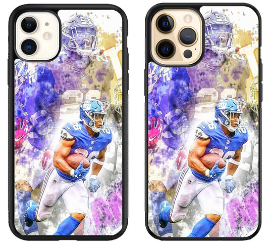 Saquon Barkley New York Giants Artwork iPhone 12 | 12 Mini | 12 Pro | 12 Pro Max Case