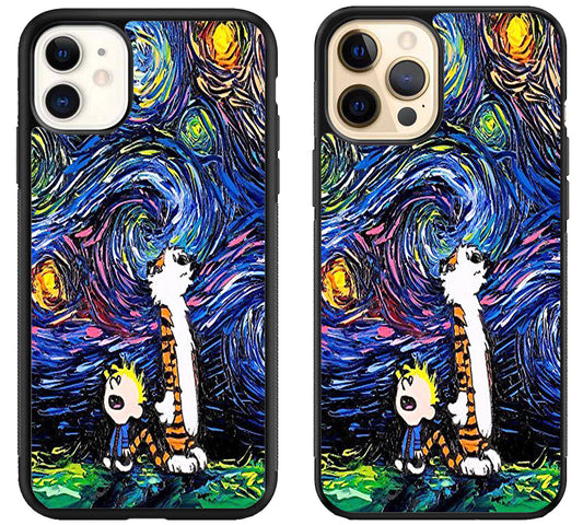 Starry Night Calvin And Hobbes iPhone 12 | 12 Mini | 12 Pro | 12 Pro Max Case
