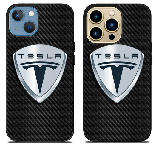 Tesla Logo Carbon iPhone 14 | 14 Plus | 14 Pro | 14 Pro Max Case