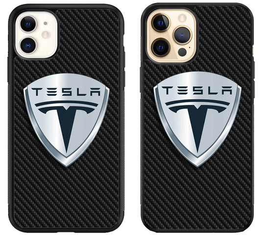 Tesla Logo Carbon iPhone 12 | 12 Mini | 12 Pro | 12 Pro Max Case