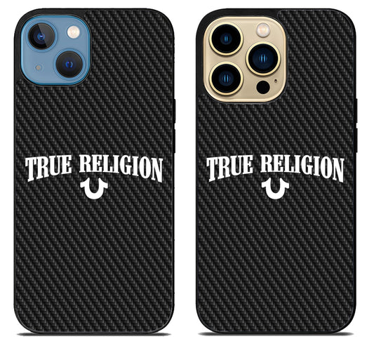 True Religion Logo Carbon iPhone 14 | 14 Plus | 14 Pro | 14 Pro Max Case